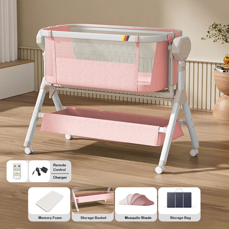 Bassinet Baby Bassinet Newborn Co-Sleeper Infant Bedside Sleeper Unisex Swing Rocker Portable Travel Cradle Electric Rocking