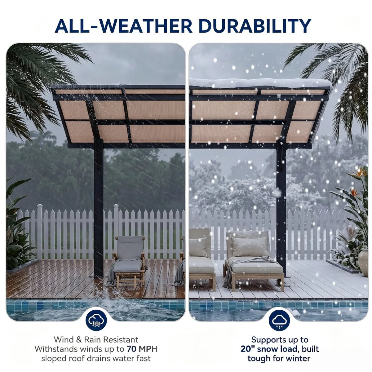 Nordivale 8x10ft Hard Top Gazebo Freestanding Metal Pergola With 4.72 Inch Thick Support Posts Heavy Duty Outdoor Carport Shelter For Patio Backyard