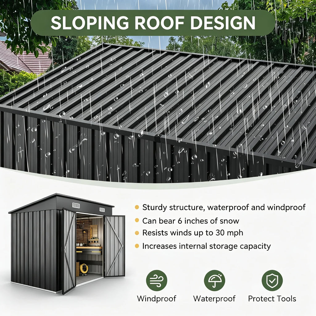 12x4ft Lean To Shed And Hardtop Gazebo Black 6x3.5ft Metal Storage Shed With Pergola 2 In 1 Garden Tool Shed For Patio Backyard Deck