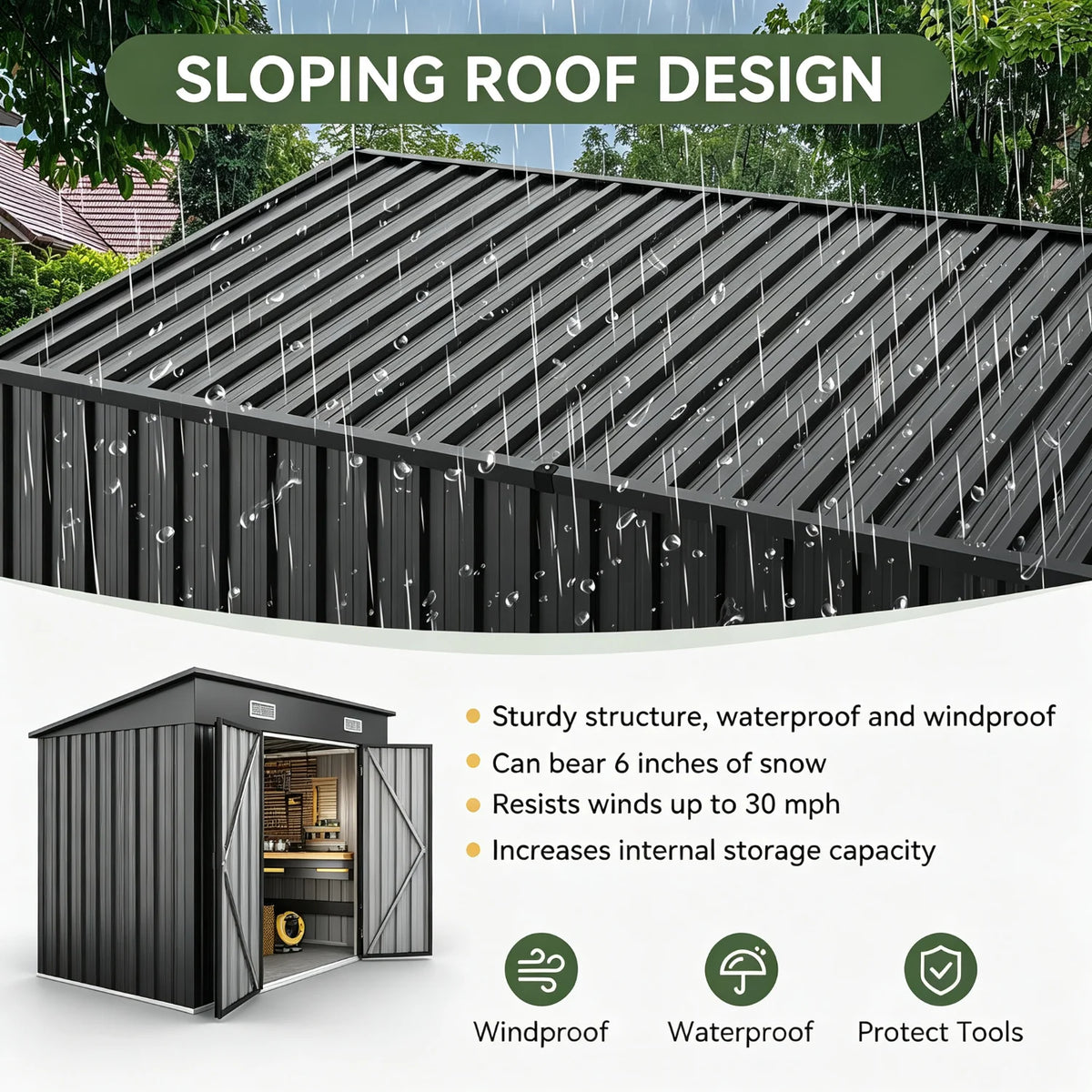 12x4ft Lean To Shed And Hardtop Gazebo Black 6x3.5ft Metal Storage Shed With Pergola 2 In 1 Garden Tool Shed For Patio Backyard Deck