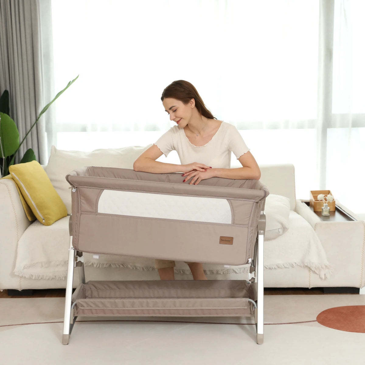 Beside Sleeper for Baby,Foldable Travel Cribs,Rocking Bassinet,Portable Baby Bassinet,Infant Co-sleeper Suit 0-6M