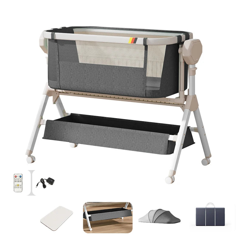 Bassinet Baby Bassinet Newborn Co-Sleeper Infant Bedside Sleeper Unisex Swing Rocker Portable Travel Cradle Electric Rocking