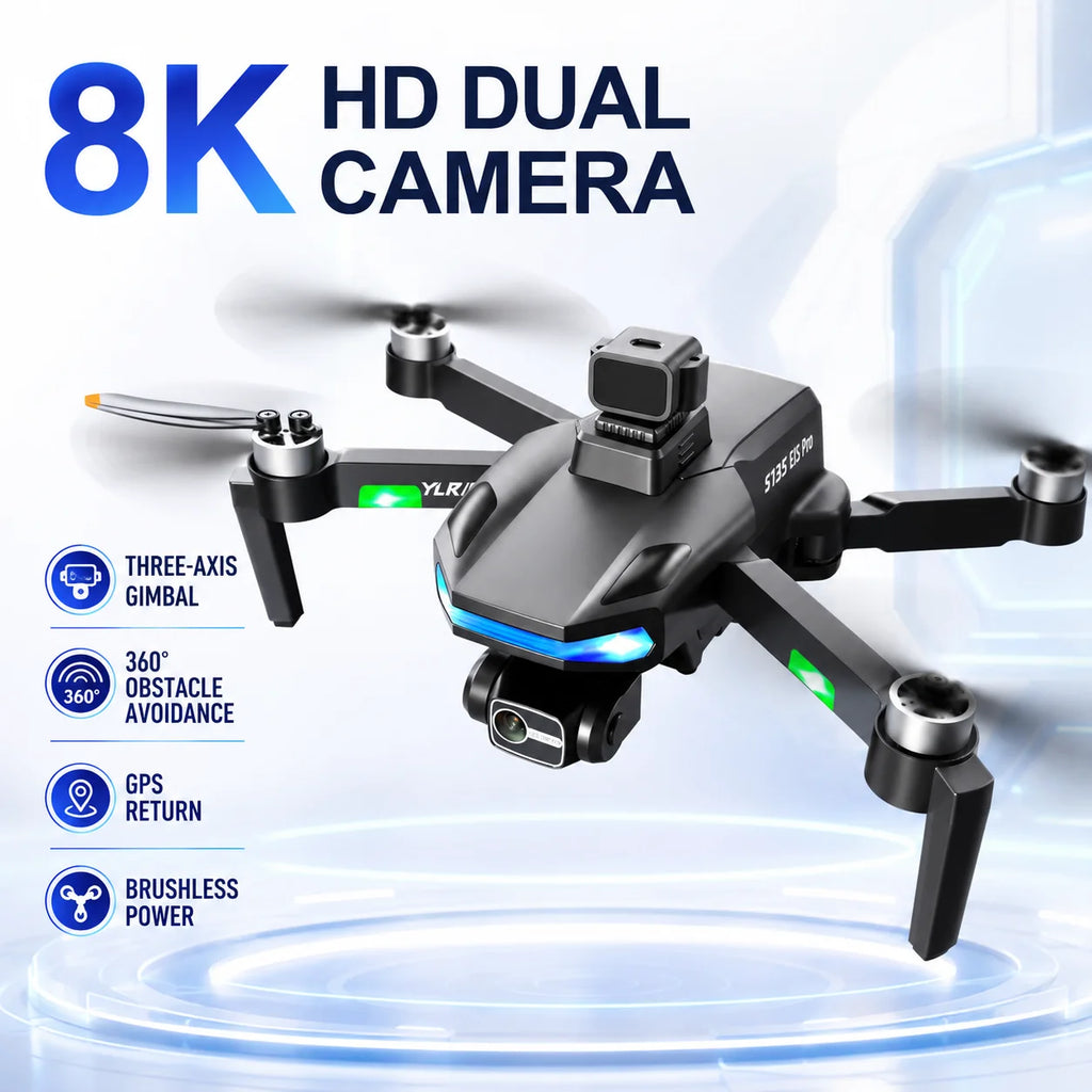 ZNLYRION S135 Drone with GPS Auto Return 8K HD Camera 360° Obstacle Avoidance, 5G WIFI FPV  Brushless Motor