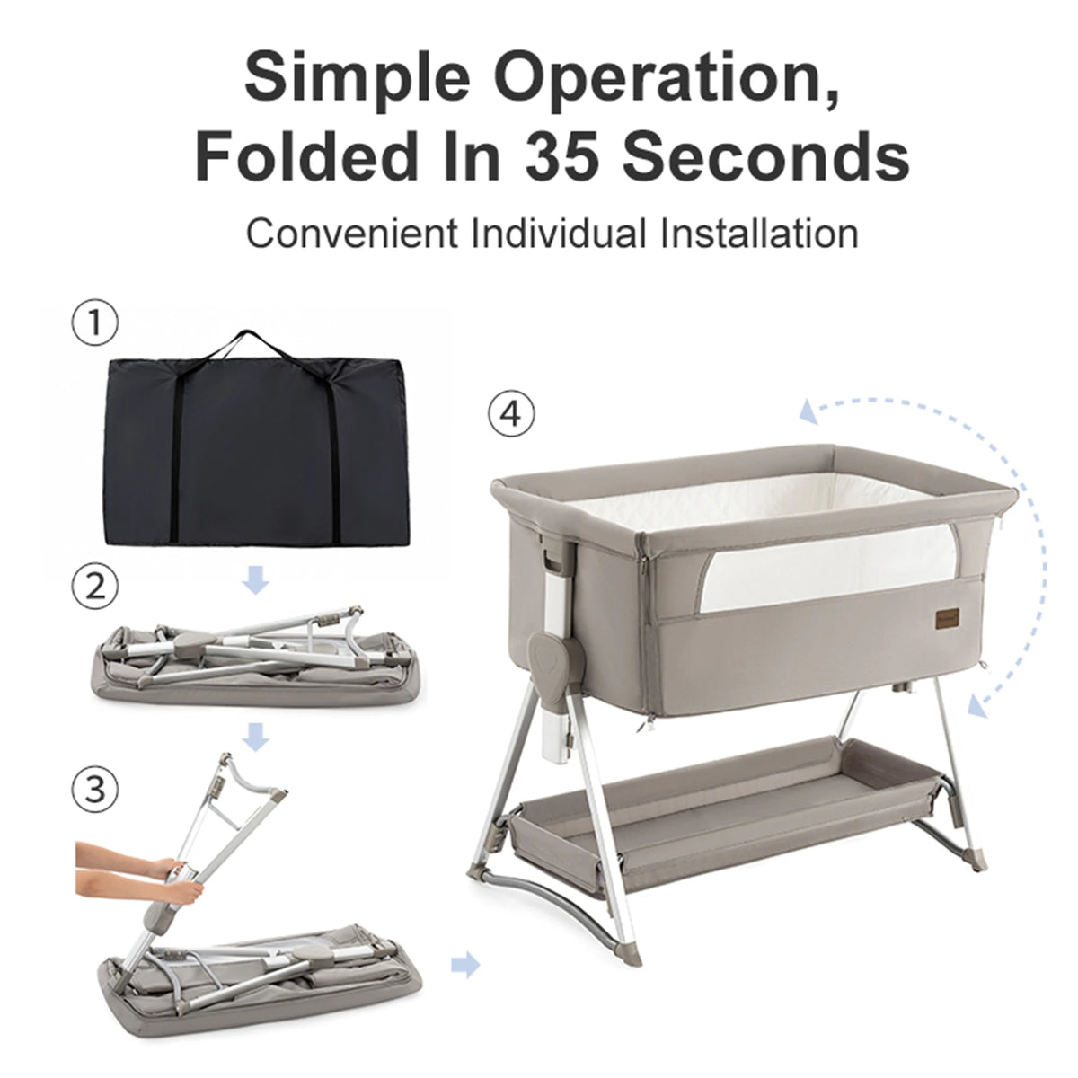 Beside Sleeper for Baby,Foldable Travel Cribs,Rocking Bassinet,Portable Baby Bassinet,Infant Co-sleeper Suit 0-6M
