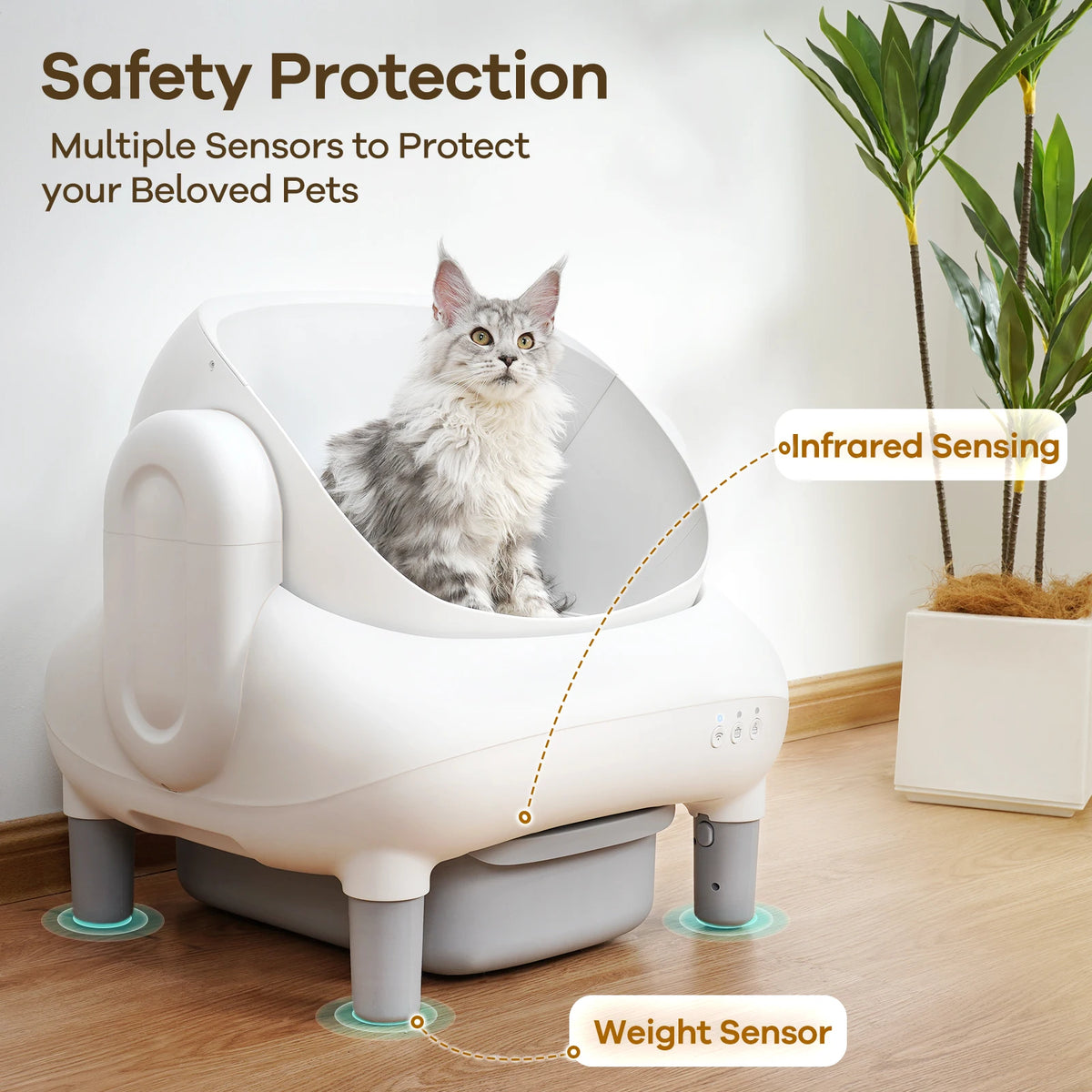 Cumrige Open Top Self Cleaning Cat Litter Box, Automatic Smart Litter Box with App Control for Multiple Cats