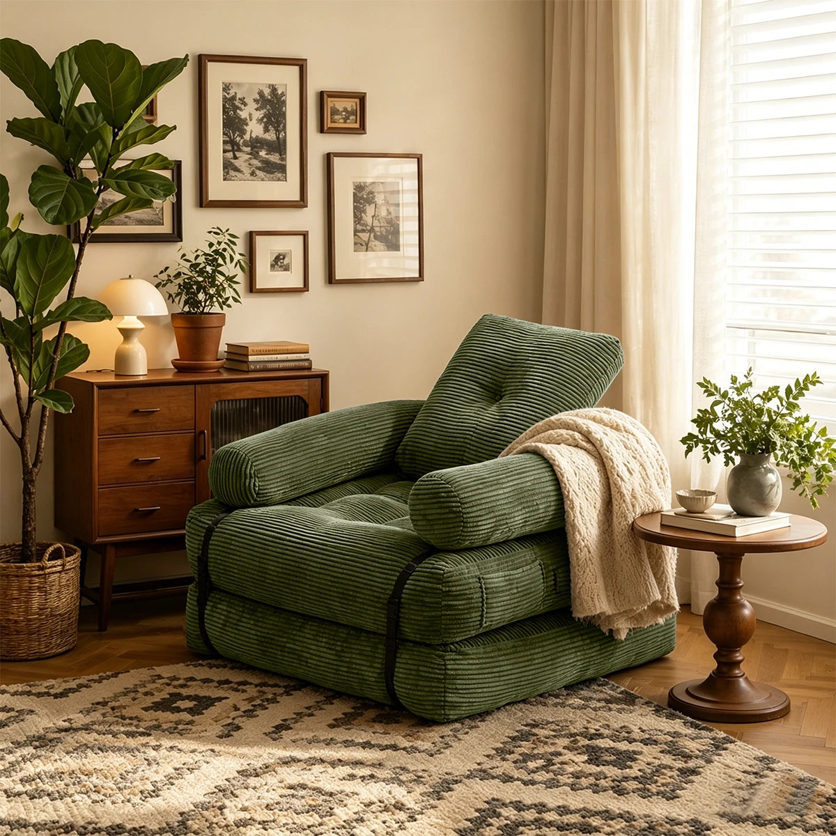 70.8" Oversized Corduroy Recliner Chair, Black Striped Chenille Single Sofa, Plush Deep Seat Lounge Armchair for Living Room Bedroom