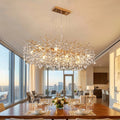 49-inch luxury gold tree-shaped crystal chandelier, 14-lamp dining room fixture, height adjustable, E12 lamp holder, no bulb