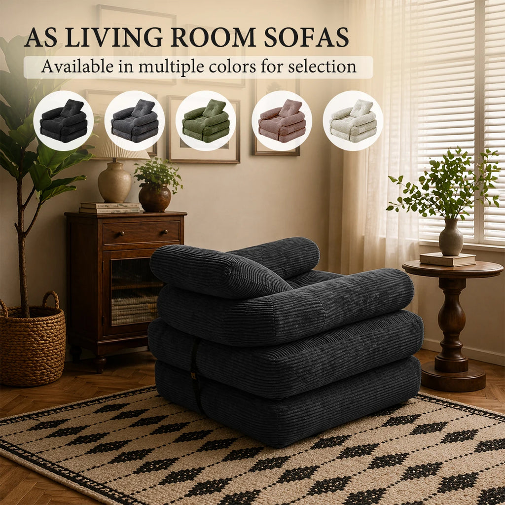 70.8" Oversized Corduroy Recliner Chair, Black Striped Chenille Single Sofa, Plush Deep Seat Lounge Armchair for Living Room Bedroom