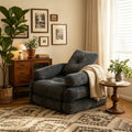70.8" Oversized Corduroy Recliner Chair, Black Striped Chenille Single Sofa, Plush Deep Seat Lounge Armchair for Living Room Bedroom