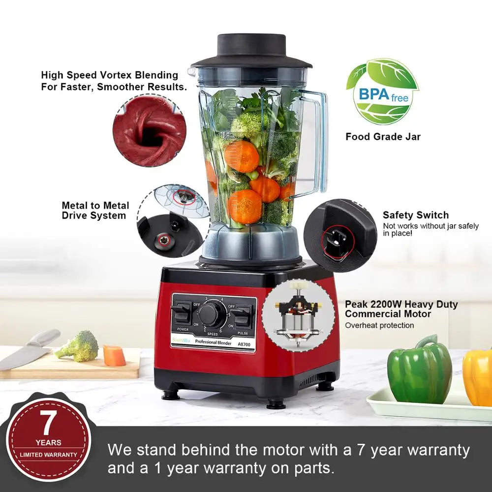 BioloMix【7 Years Warranty】BPA Free Heavy Duty Commercial Grade Blender Professional Mixer Juicer Ice Smoothies Peak 2200W
