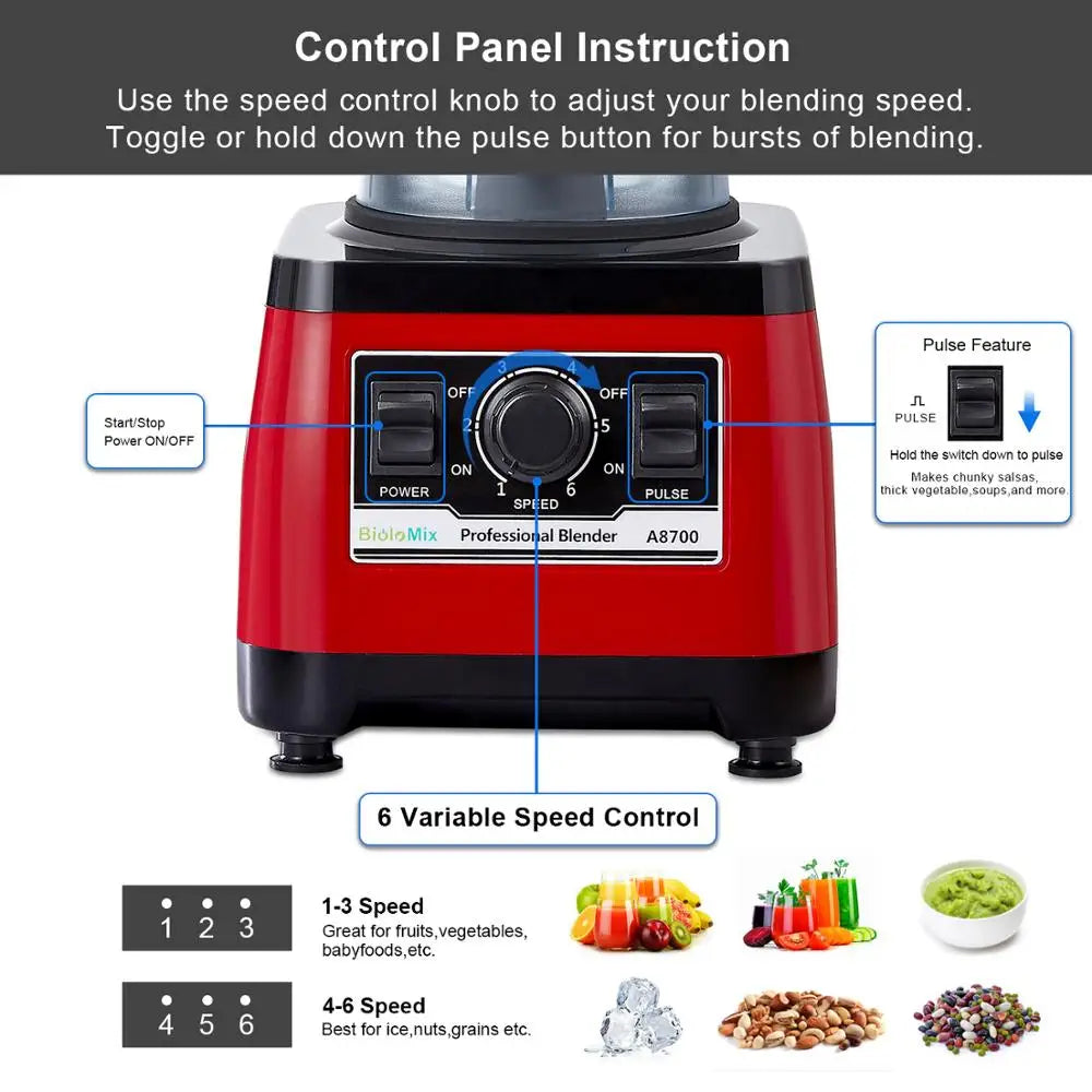 BioloMix【7 Years Warranty】BPA Free Heavy Duty Commercial Grade Blender Professional Mixer Juicer Ice Smoothies Peak 2200W