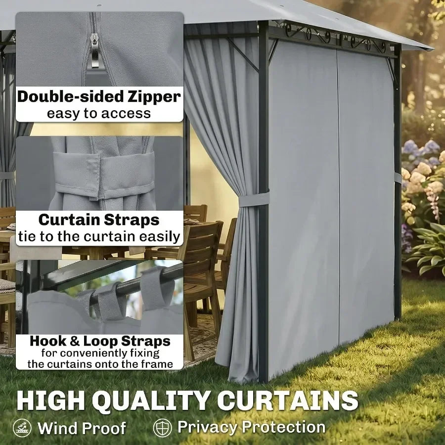 10'x13' Patio Gazebo with Curtains for Backyard Sage