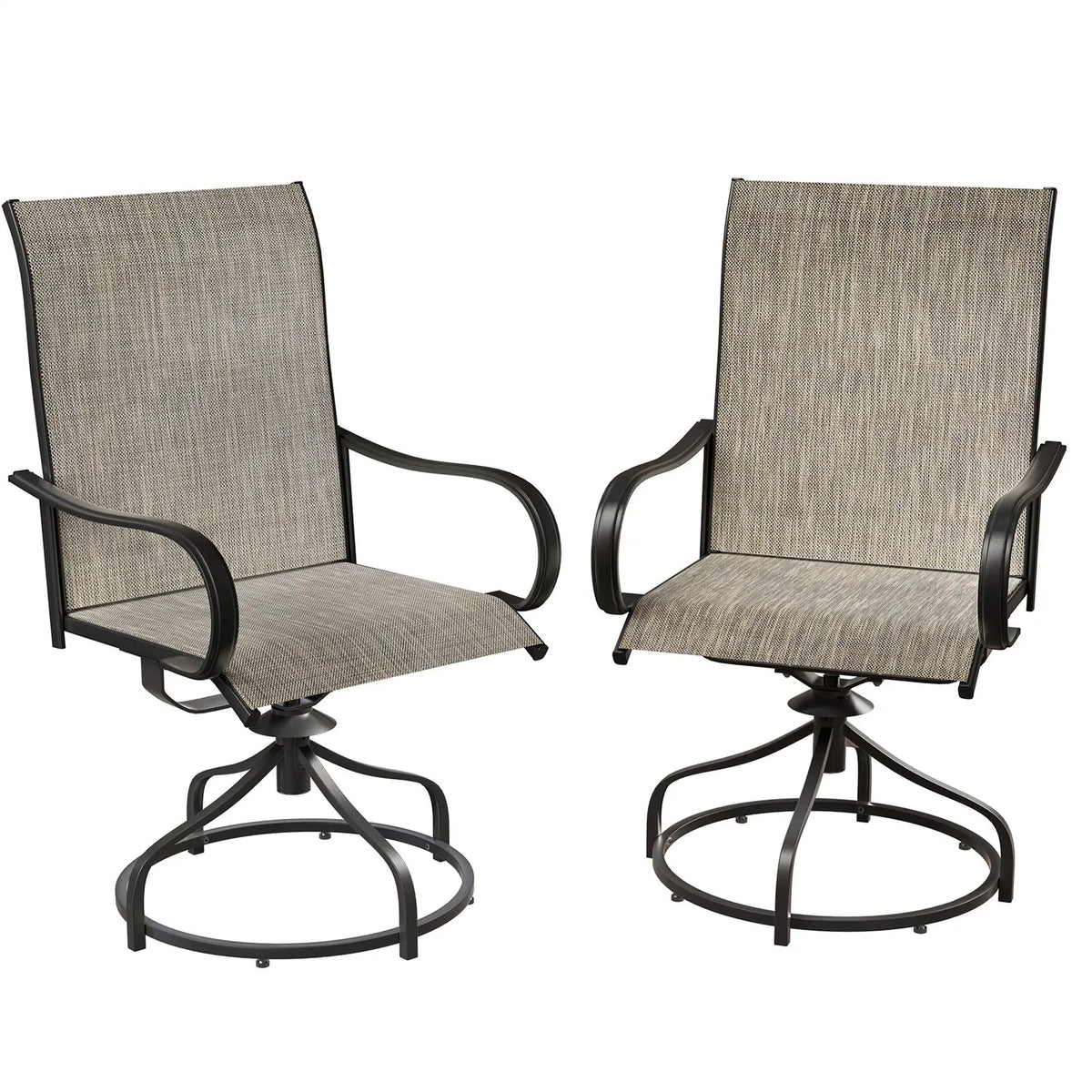Patio Swivel Dining Chairs Set of 2, Outdoor Chair with Textilene Mesh Fabric & Black Metal Frame for All Weather Outdoor Garden