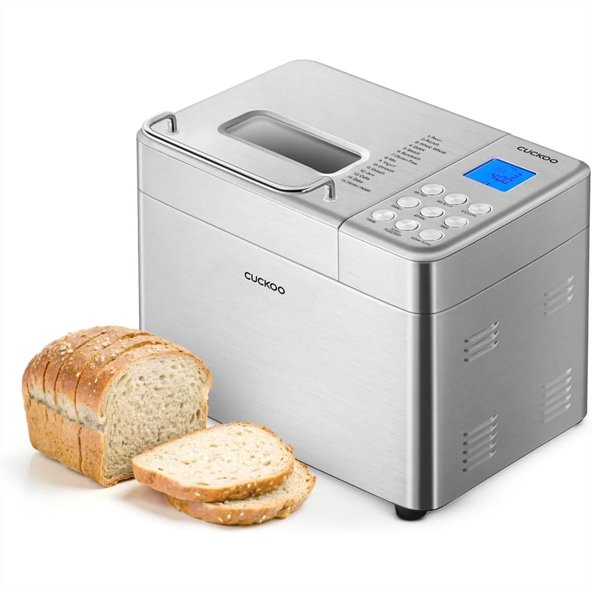Bread Maker Machine with 15 Menu Options, 2 lbs Automatic Fruit & Nut Dispenser, 3 Crust Colors, Fast Baking, Gluten-Free