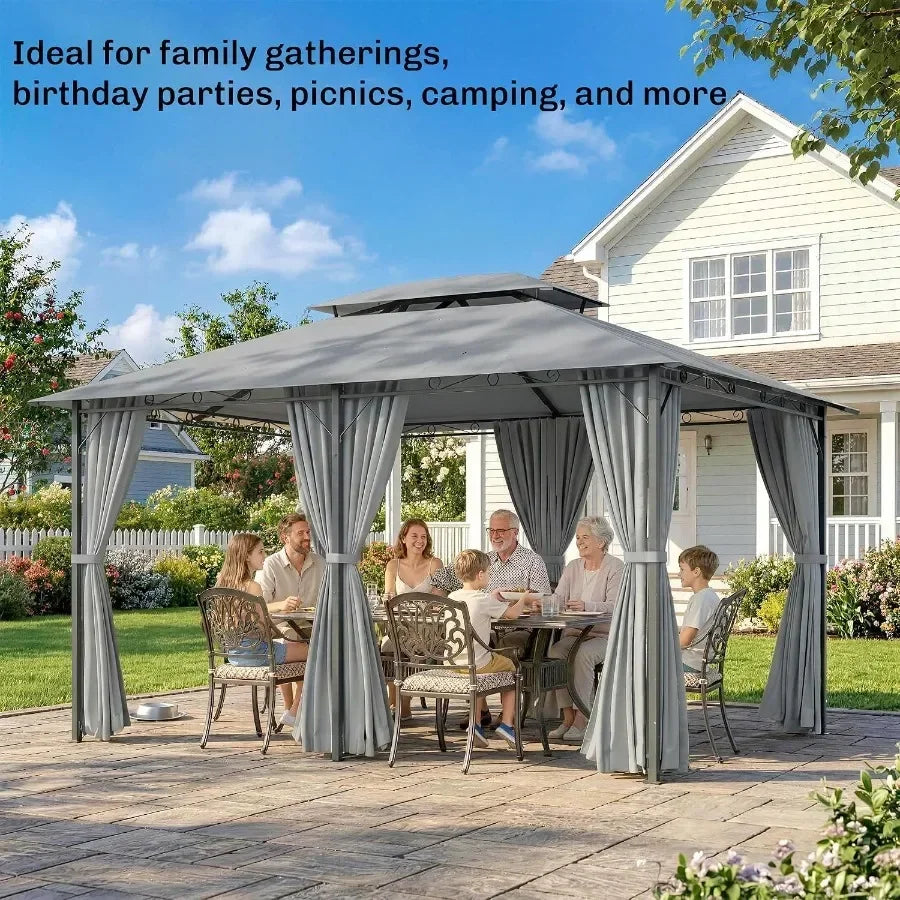10'x13' Patio Gazebo with Curtains for Backyard Sage
