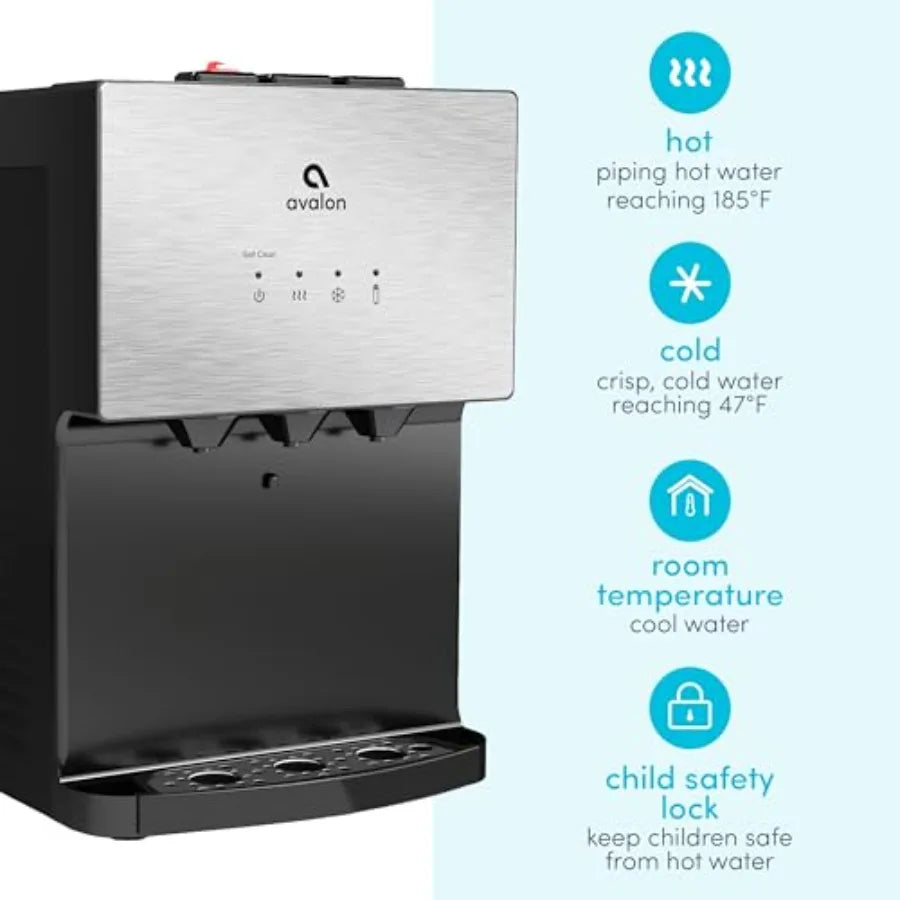 A12 Countertop Bottleless Water Dispenser 3 Temperatures Self Cleaning Stainless Steel