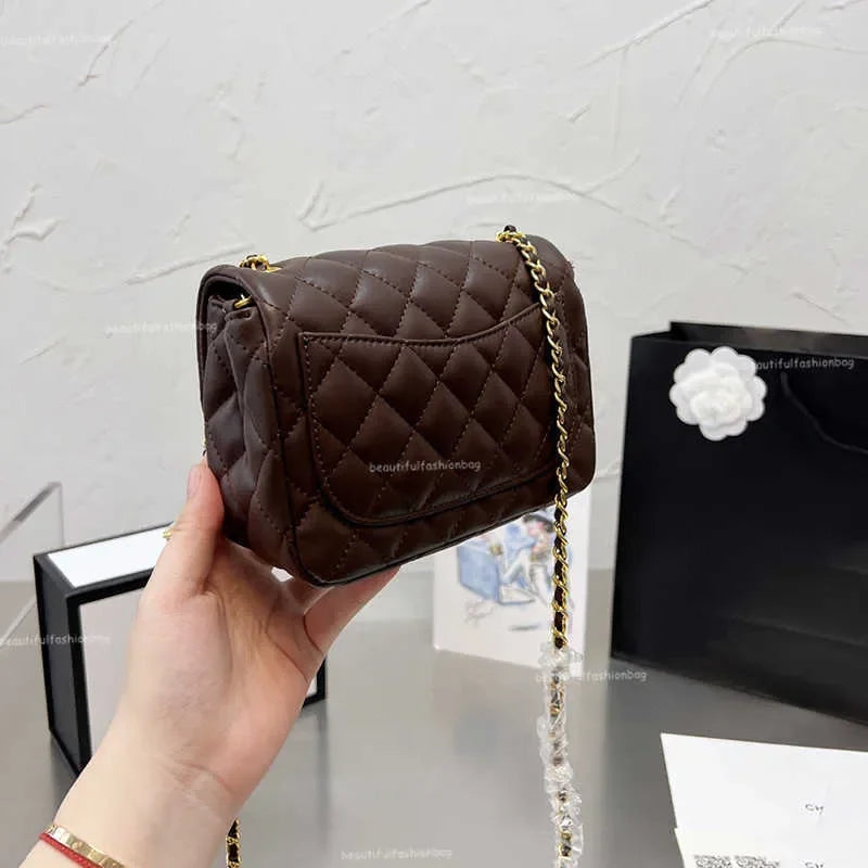 New 2025 Color Designer Shopping Crossbody Diamond Lattice Soft Shoulder Bag Gold Ball Woc Chain Flap Leather Cowhide Hasp Belts