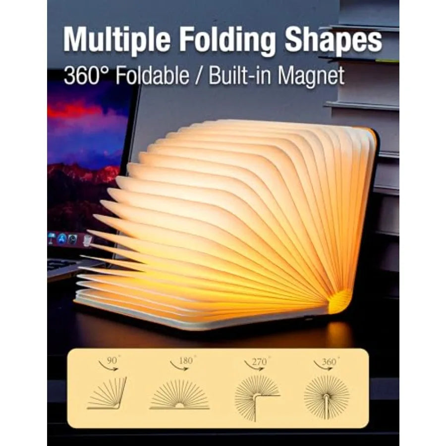 8.3 Inch Wooden Book Lamp Book Lovers Gifts Teacher Appreciation Gifts for Women LED Ambient Lighting Magnetic Mood Lighting fo