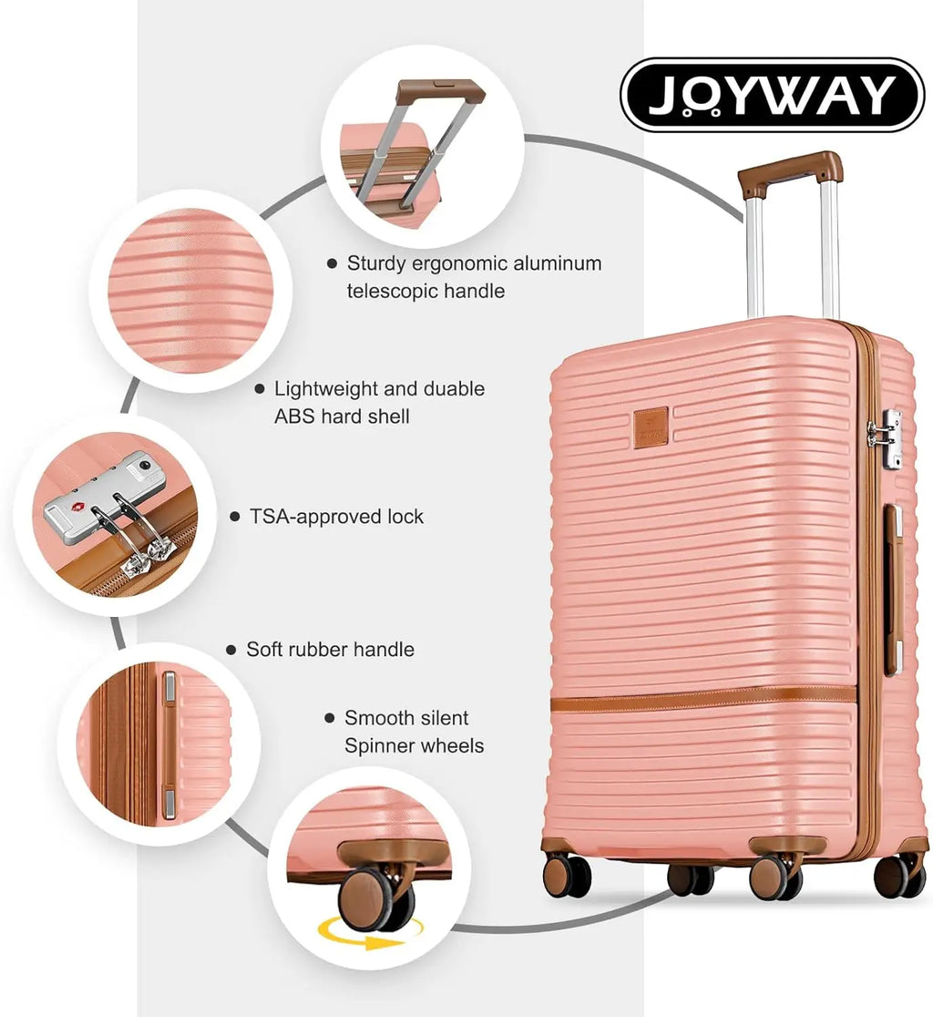 24 Inch Checked Luggage, Expandable Hard Shell Suitcase with Spinner Wheels and TSA Lock, 3 Piece Set with Travel and Toiletry