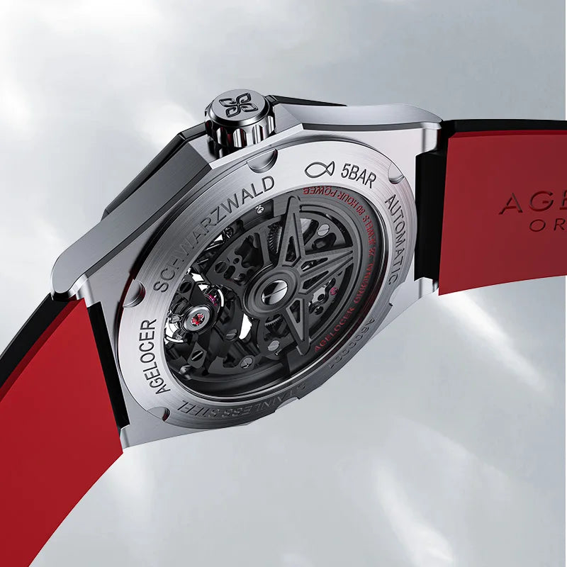 AGELOCER Original Schwarzwald Watch Ceramic Bezel Men Sports Skeleton Luminous Automatic Mechanical Watch Birthday Gift for Men