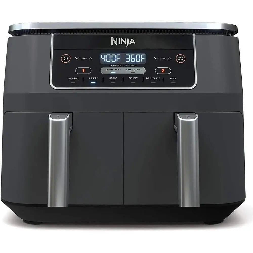 6-in-1 Dual Zone 8-Quart Air Fryer - 2 Baskets, Smart Finish, Match Cooking, Roast, Bake, Reheat, Dehydrate