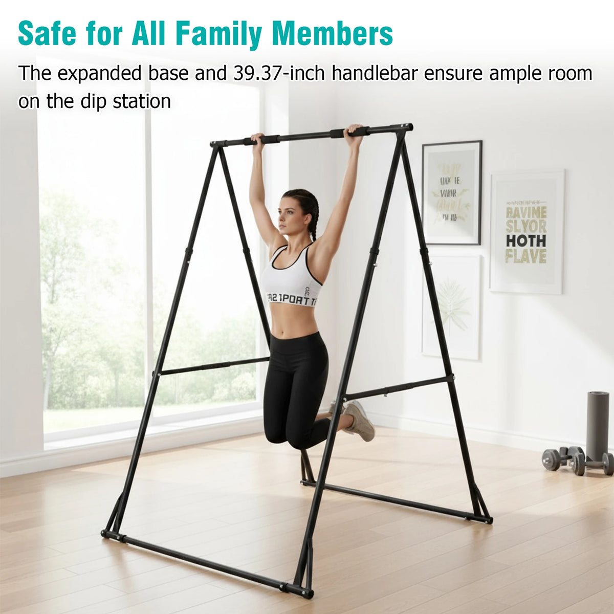 Foldable Free Standing Pull Up Bar Power Tower Dip Station 771LBS Capacity Strength Training Fitness Equipment for Home