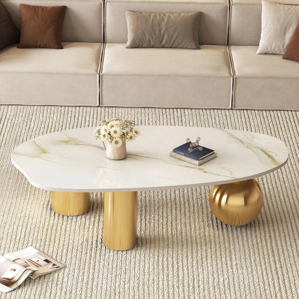 Italian Minimalist Sculptural Coffee Table, Stainless Steel Base Creative Living Room Center Tea Table, Custom Home Furniture