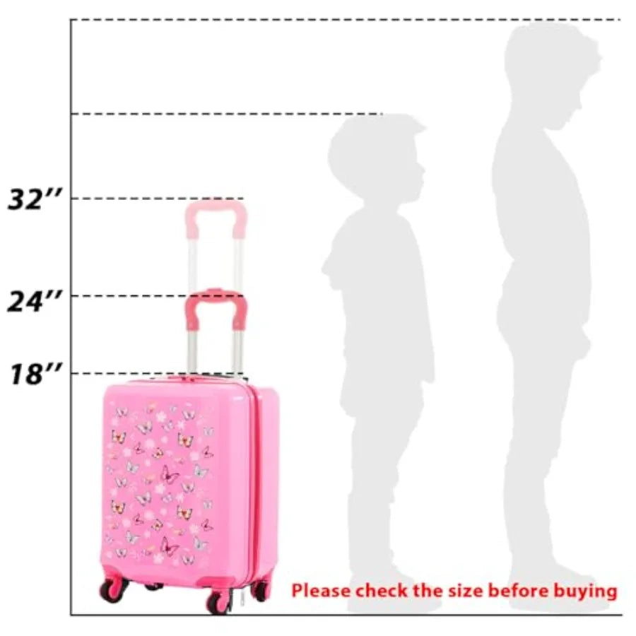 4 Pcs Luggage Set Carry On Rolling Suitcase Backpack Neck Pillow Travel Set Gift for Girls Boys Summer Camp