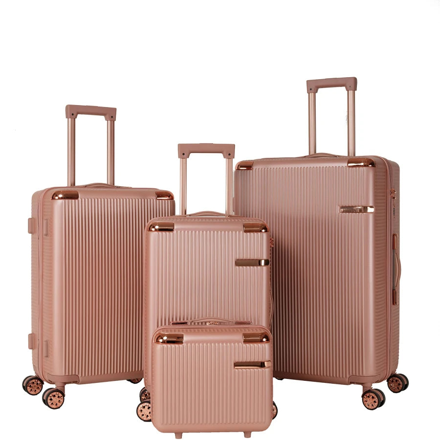 4-piece hard luggage set for travel, polycarbonate, black, 360 dual-rotating wheels with password lock and lightweight universa