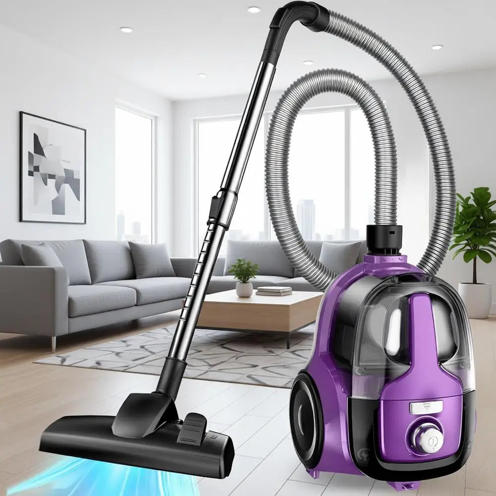 Powerful Suction Canister Vacuum Cleaner with Auto Cord Rewind, HEPA Filter, Corded for Hard Floors, Carpets, Pet & Rental Frien