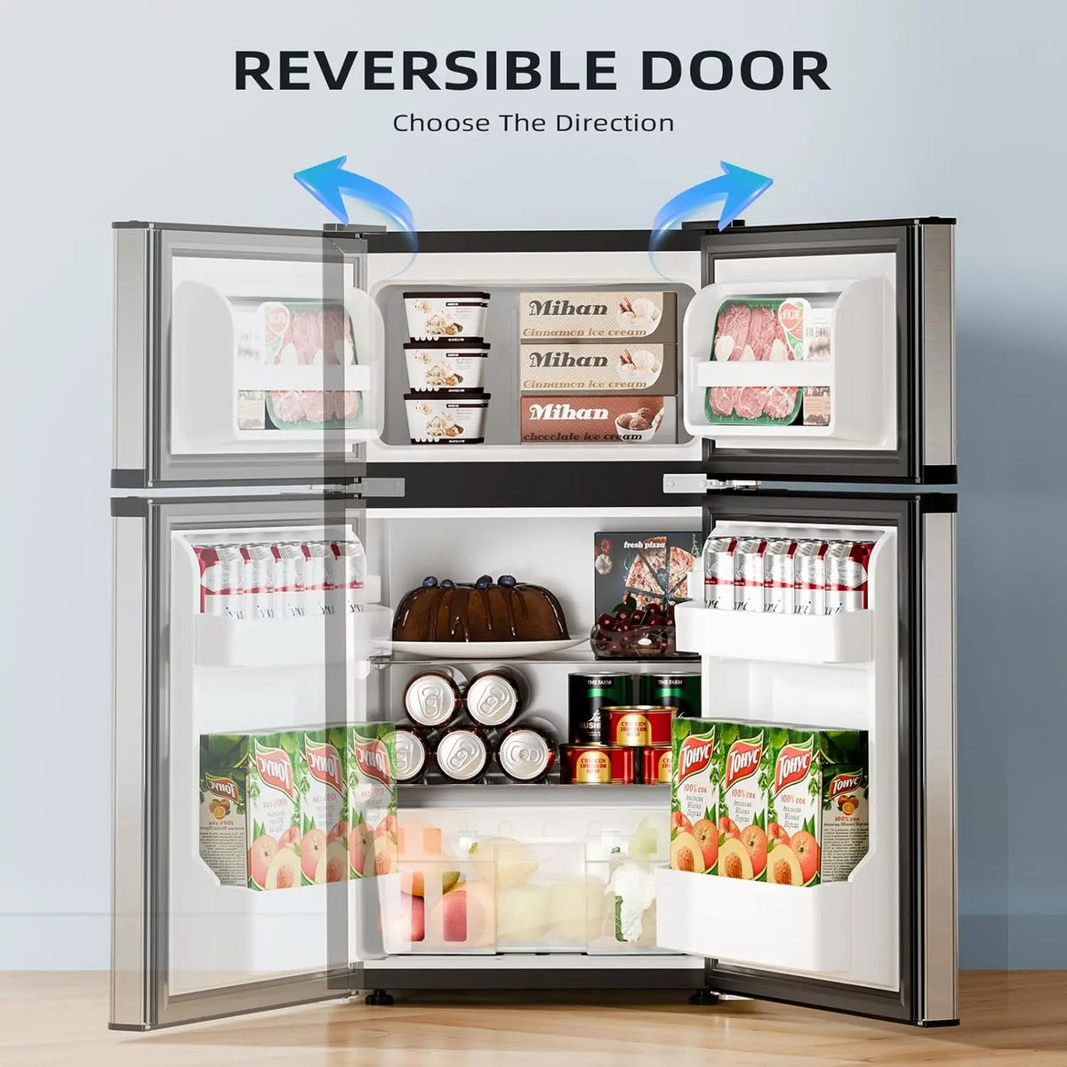 Star 3.2 Cu.Ft,Mini Refrigerator with Freezer,Double Door Mini Fridge,Compact Refrigerator,Adjustable Thermostat