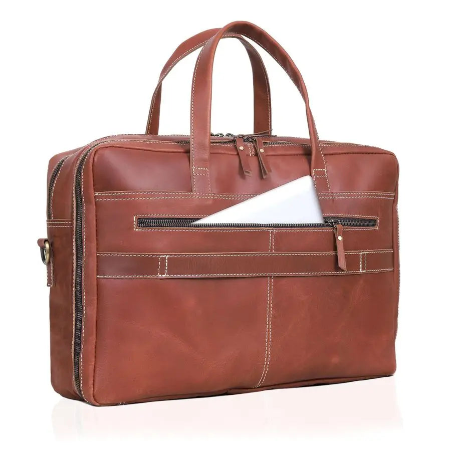Grain italian Leather Briefcase for Men Top Choice Gifts Handcrafted Laptop Bag with Multiple Compartments