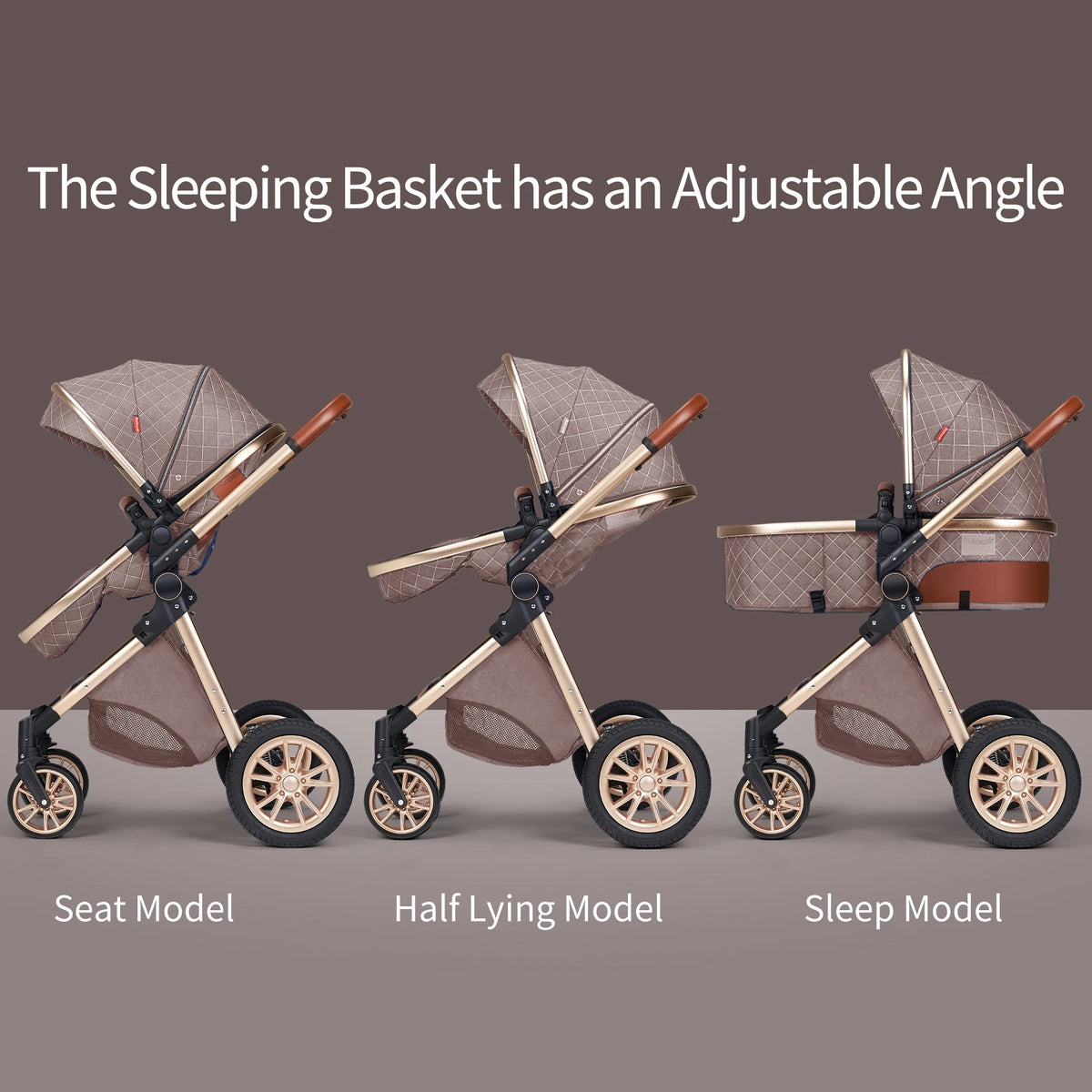 3 in 1 Luxury Pram High Landscape Baby Stroller with Reversible Seat Folding Pushchair for 0-36 Months Kids