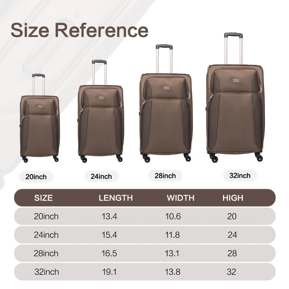 Softshell Luggage Expandable 4 Piece Set Suitcase Softside Lightweight Luggage Travel Set