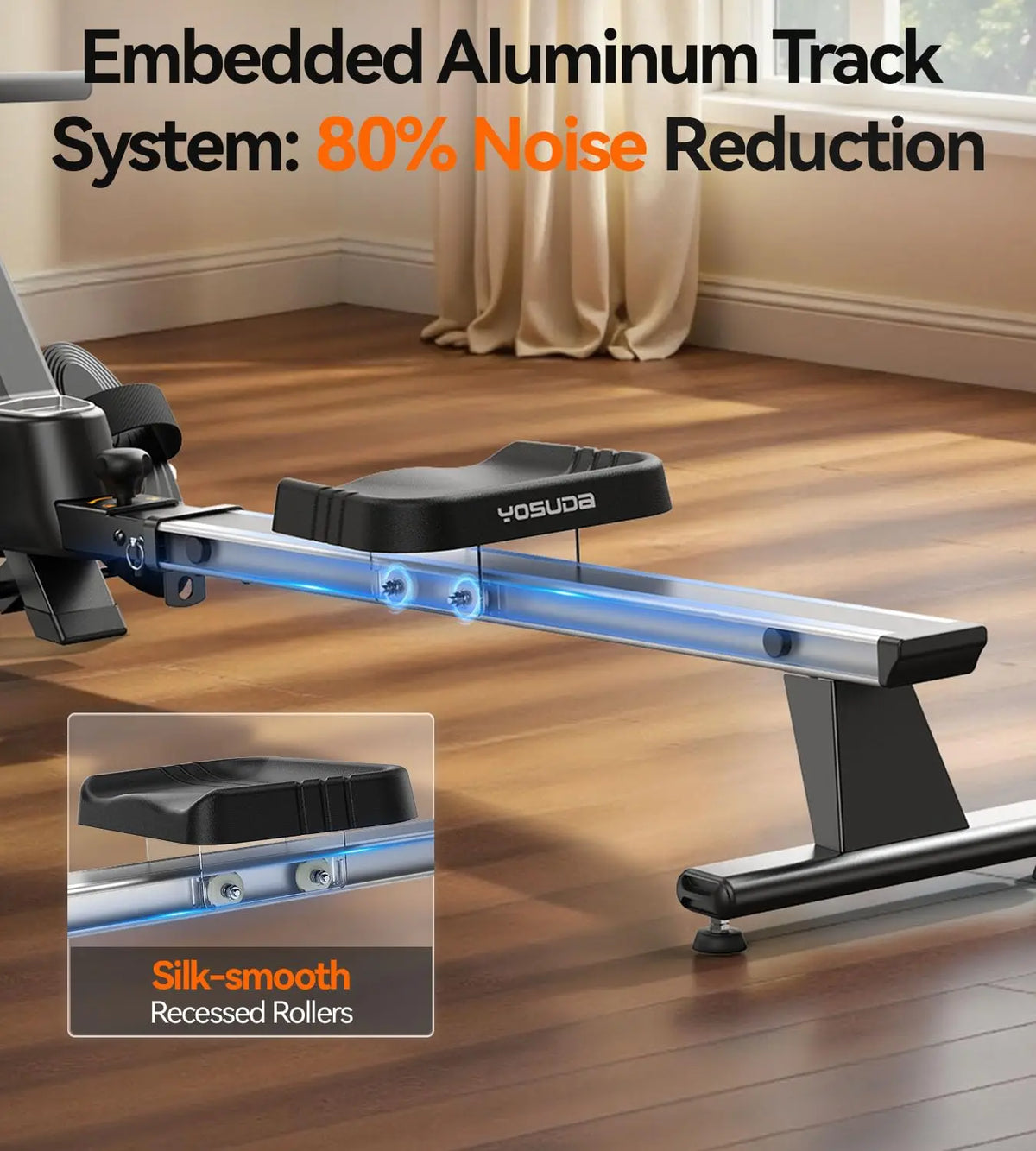 YOSUDA Magnetic Rowing Machine for Home Rower Machine Use with Bluetooth,App Supported, Rowing Machine for Taller Power Athletes