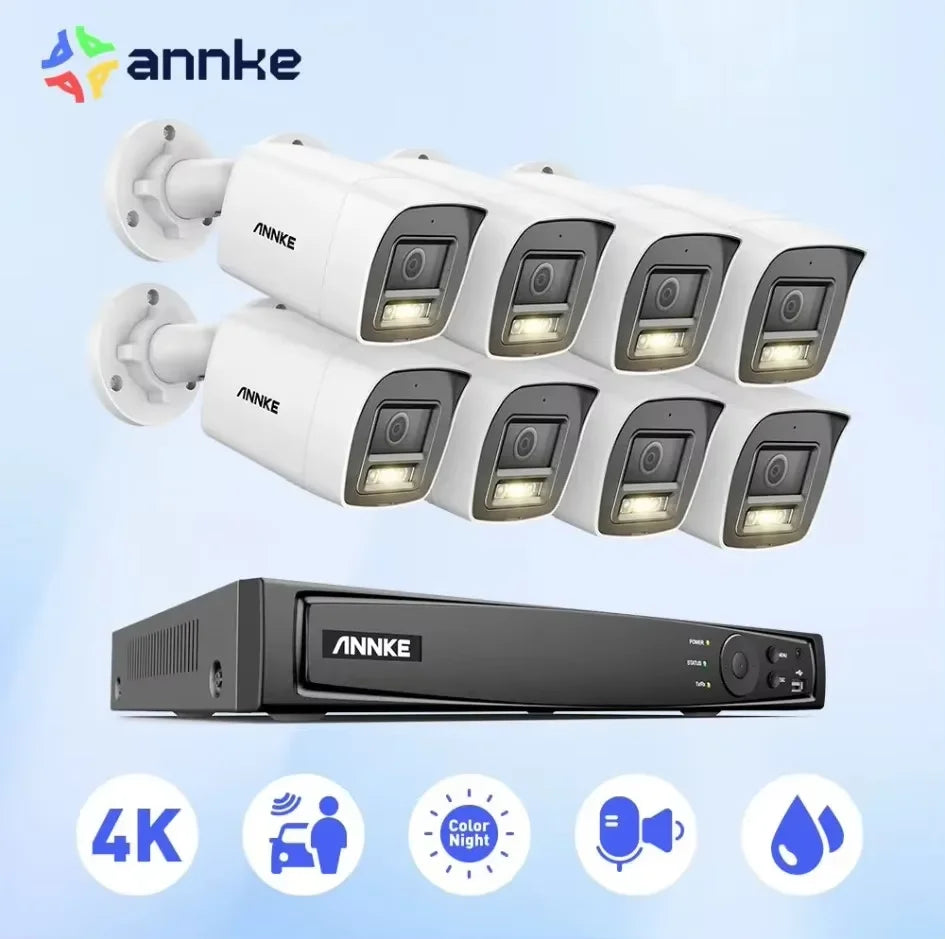 ANNKE 4K Ultra HD POE Video Surveillance System 8CH H.265+ NVR With 12MP Security Cameras CCTV Kit Audio Recording 8MP IP Camera