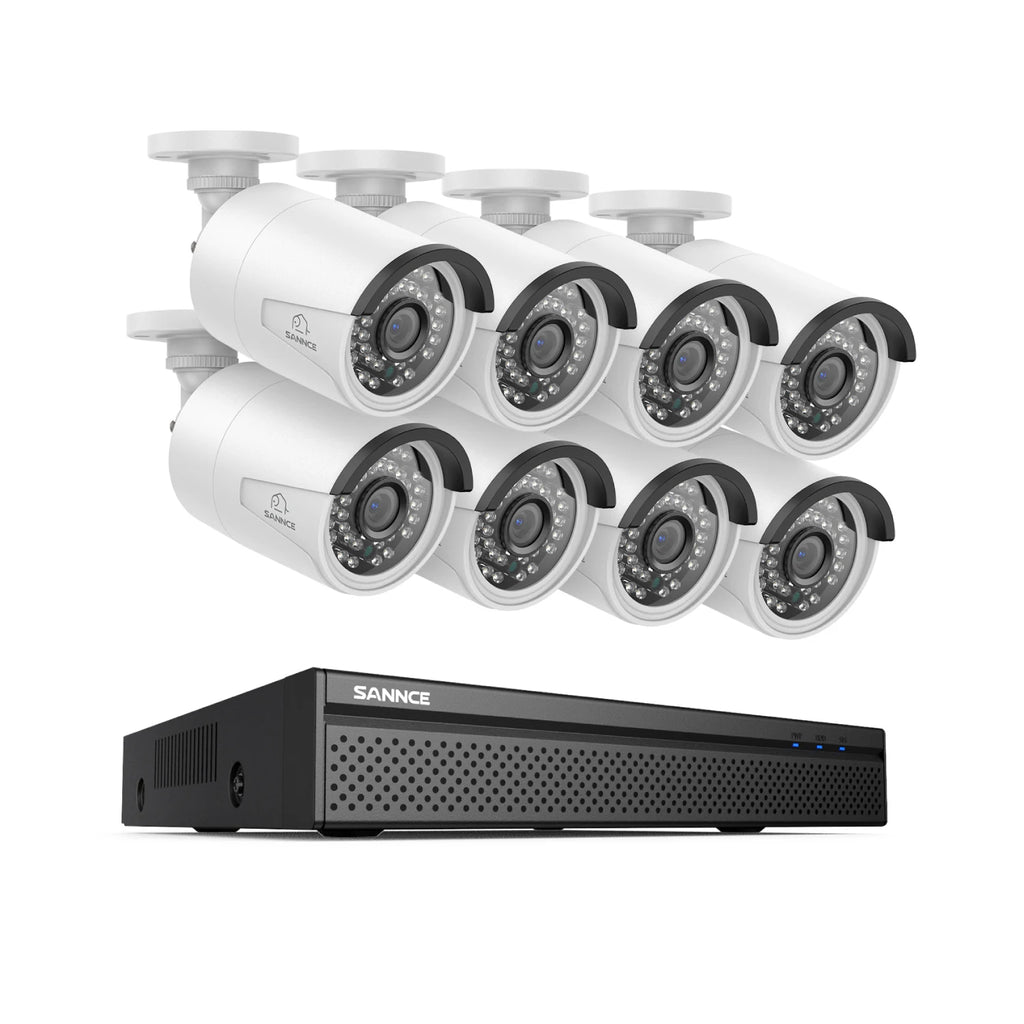 SANNCE 16CH 5MP HD POE Network Video Security System H.265+ NVR 30M EXIR Night Vision IP Camera CCTV Security Protection 2.8MM