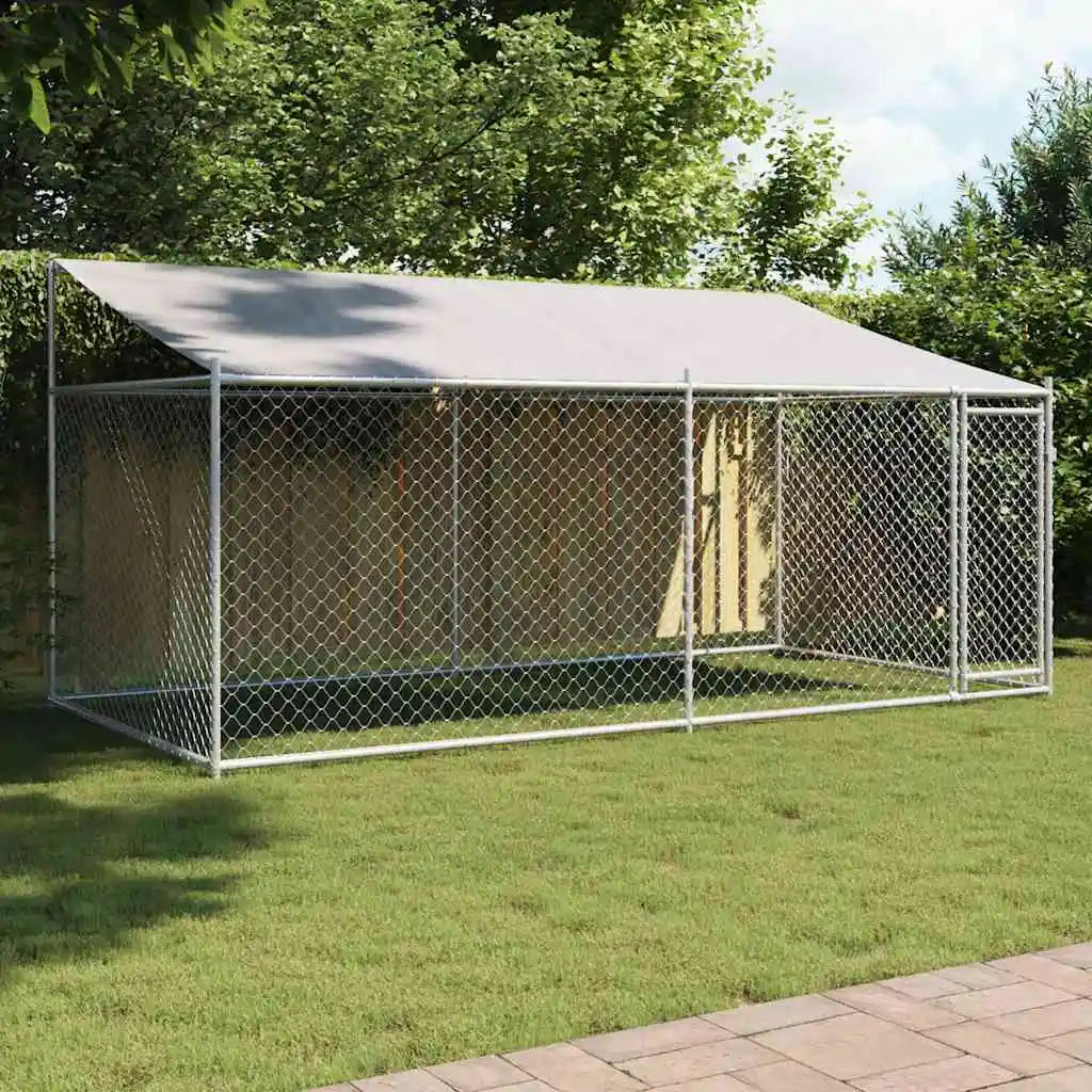 Dog Cage Grey Galvanized Steel 13.1 x 6.6 x 6.6 ft Durable