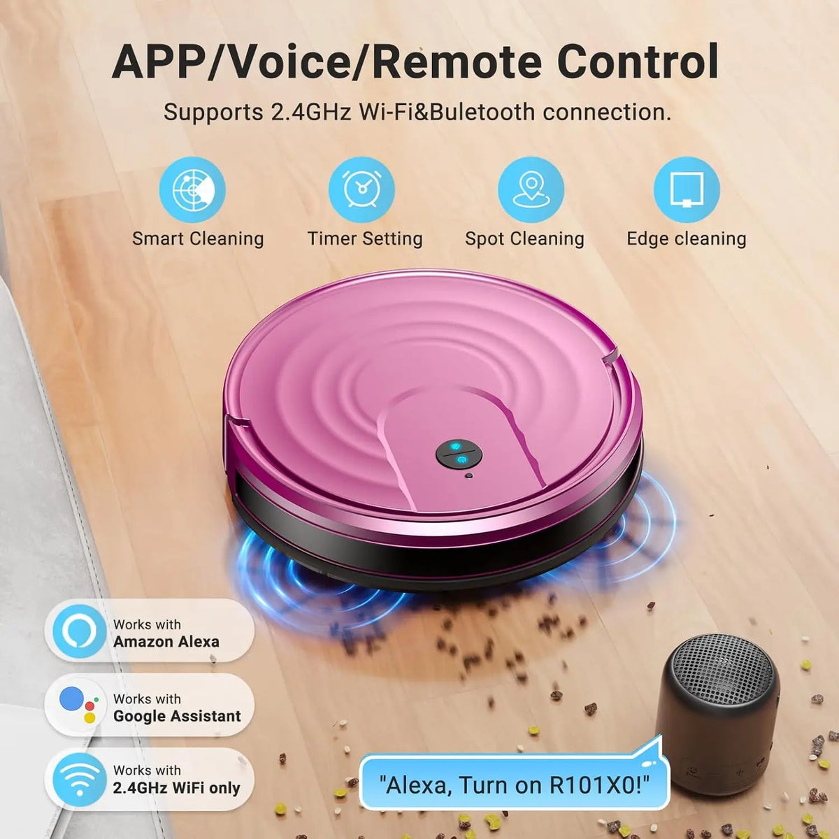 Robot Vacuum and Mop Combo 5000Pa, 650mL, WiFi/Alexa/App Control, Self-Charging Ultra-Slim Cleaner