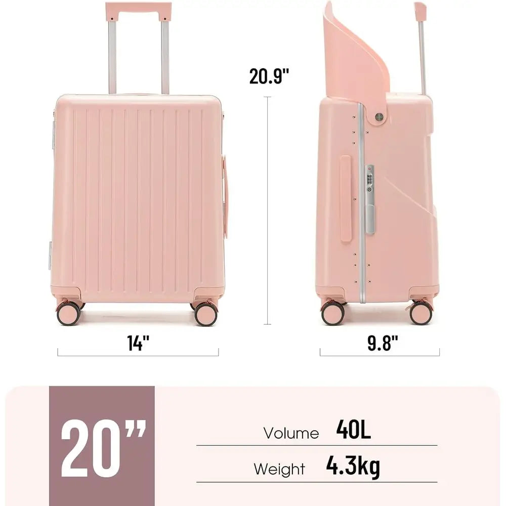 20 Inch Carry-On Luggage with Built-In Seat for Kids & Adults, TSA-Approved Spinner Suitcase for Air Travel