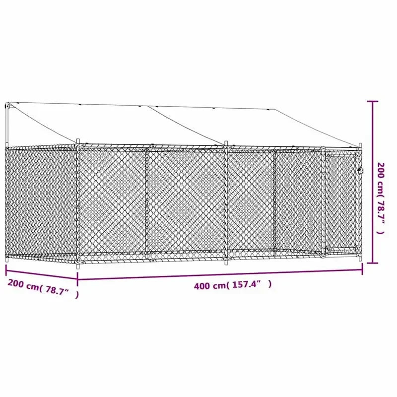 Dog Cage Grey Galvanized Steel 13.1 x 6.6 x 6.6 ft Durable