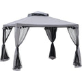 9.6'x9.6' Patio Gazebo Outdoor Canopy with Netting Gray