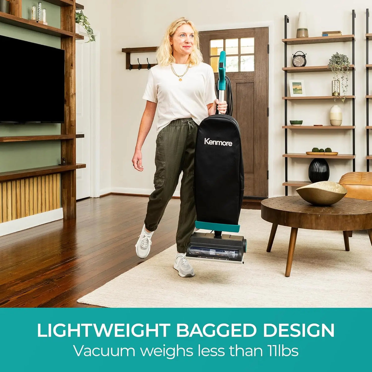 Lightweight Upright Vacuum Cleaner with LED Headlight, 14L Capacity, Powerful Suction for Pets and All Floors