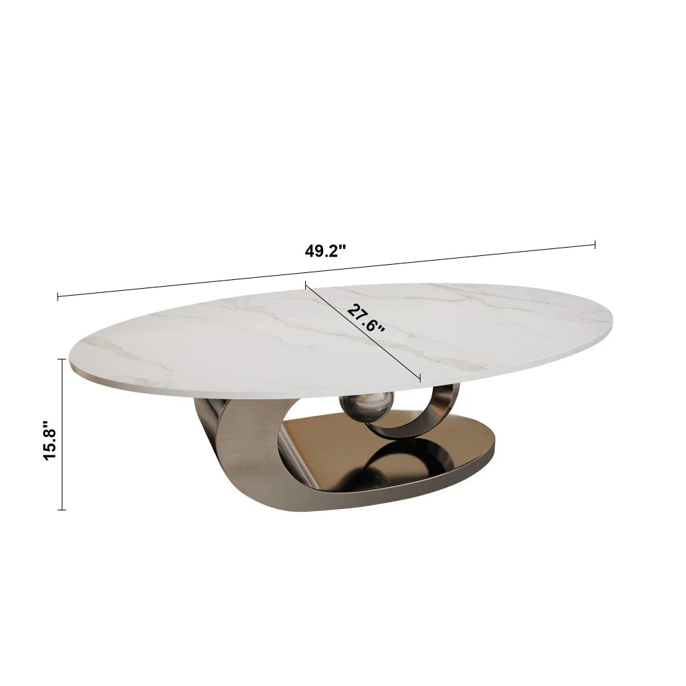 Italian Minimalist Sculptural Coffee Table, Stainless Steel Base Creative Living Room Center Tea Table, Custom Home Furniture