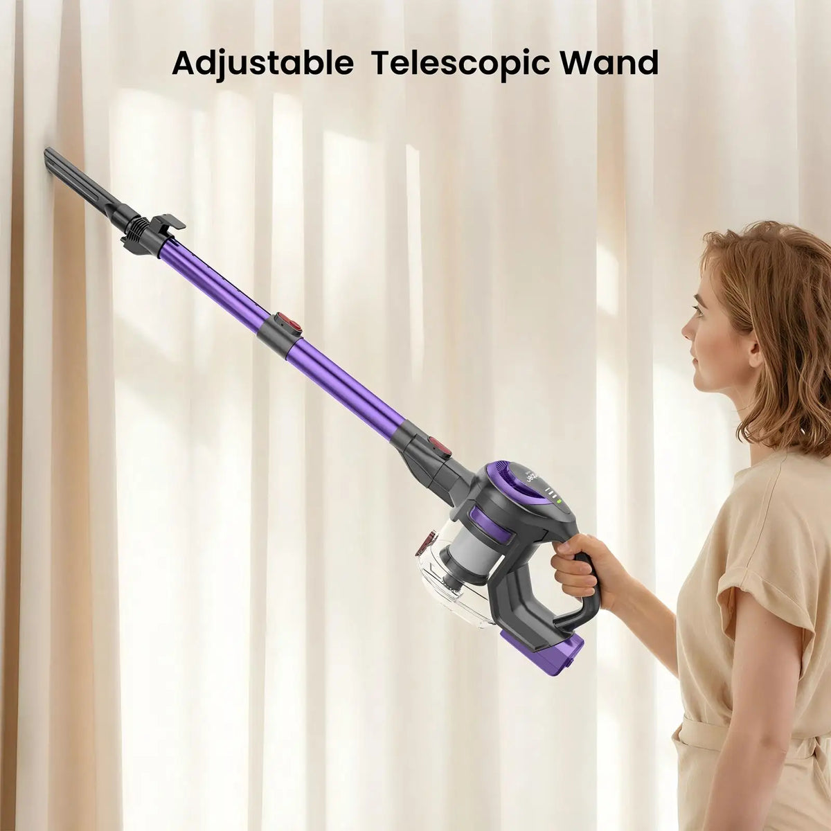 Yaber L10 Cordless Vacuum Cleaner Lightweight Stick Vacuum with LED Display Telescopic Wand Self-Standing for Carpet Hard Floor