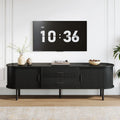 Tribesigns 70" Mid-Century Modern TV Stand with Sliding Tambour Door, Drawers and Adjustable Shelves, Long Fluted Entertainment