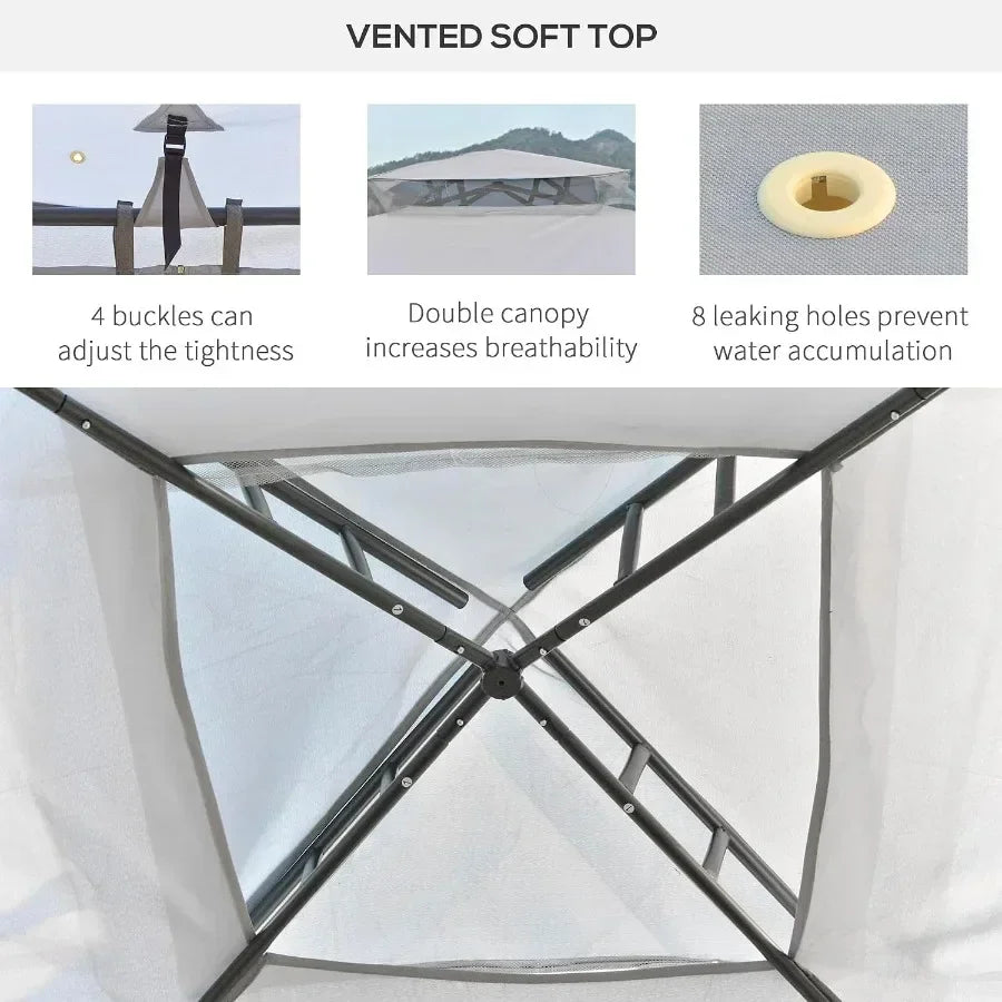 9.6'x9.6' Patio Gazebo Outdoor Canopy with Netting Gray