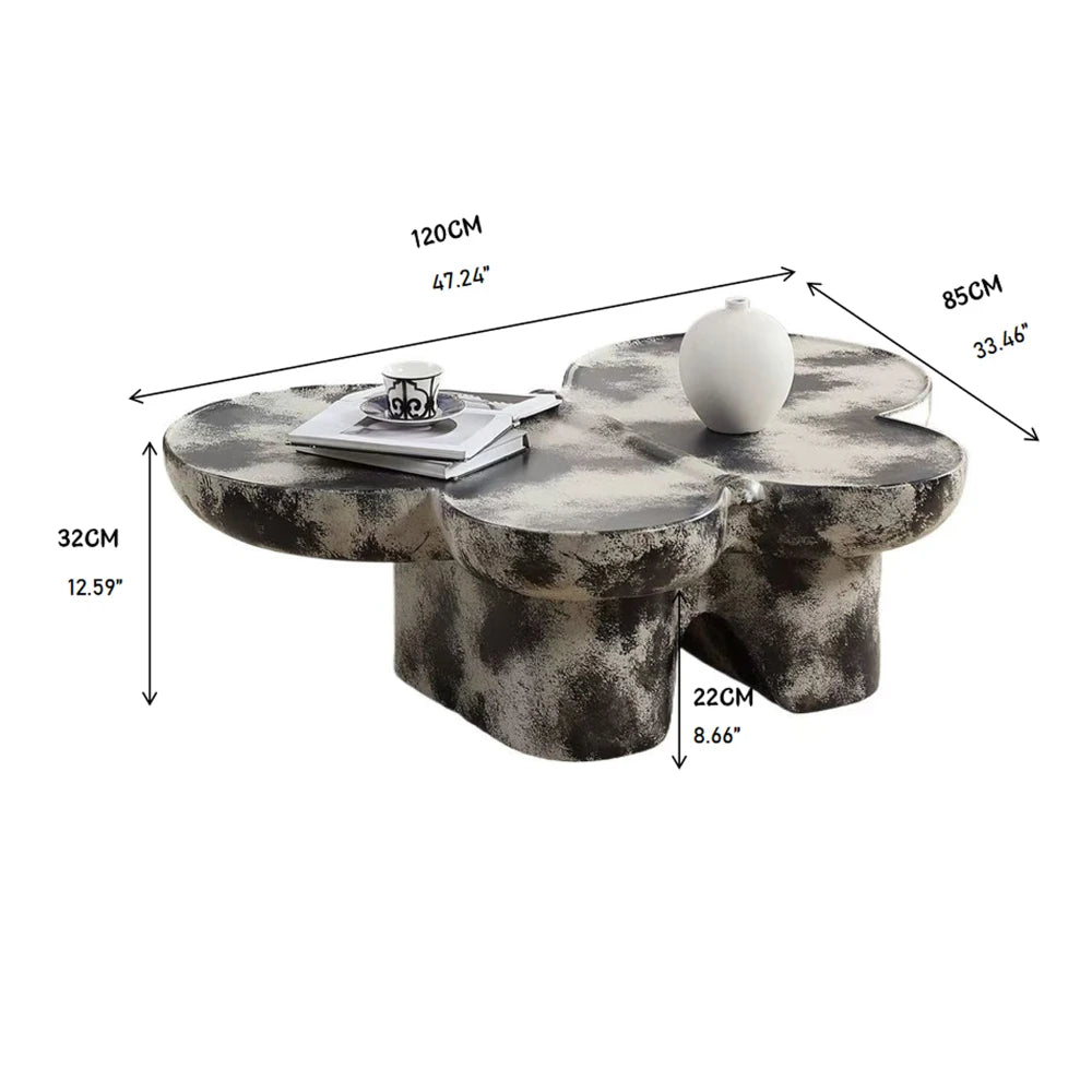 Butterfly Style Coffee Table Imitation Natural Limestone Texture Black and Beige Matching Decorative Center Table Home Decor