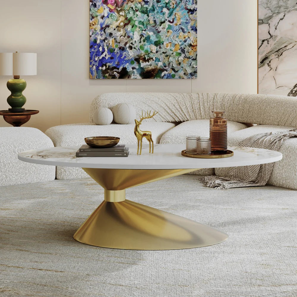 Italian Minimalist Sculptural Coffee Table, Stainless Steel Base Creative Living Room Center Tea Table, Custom Home Furniture