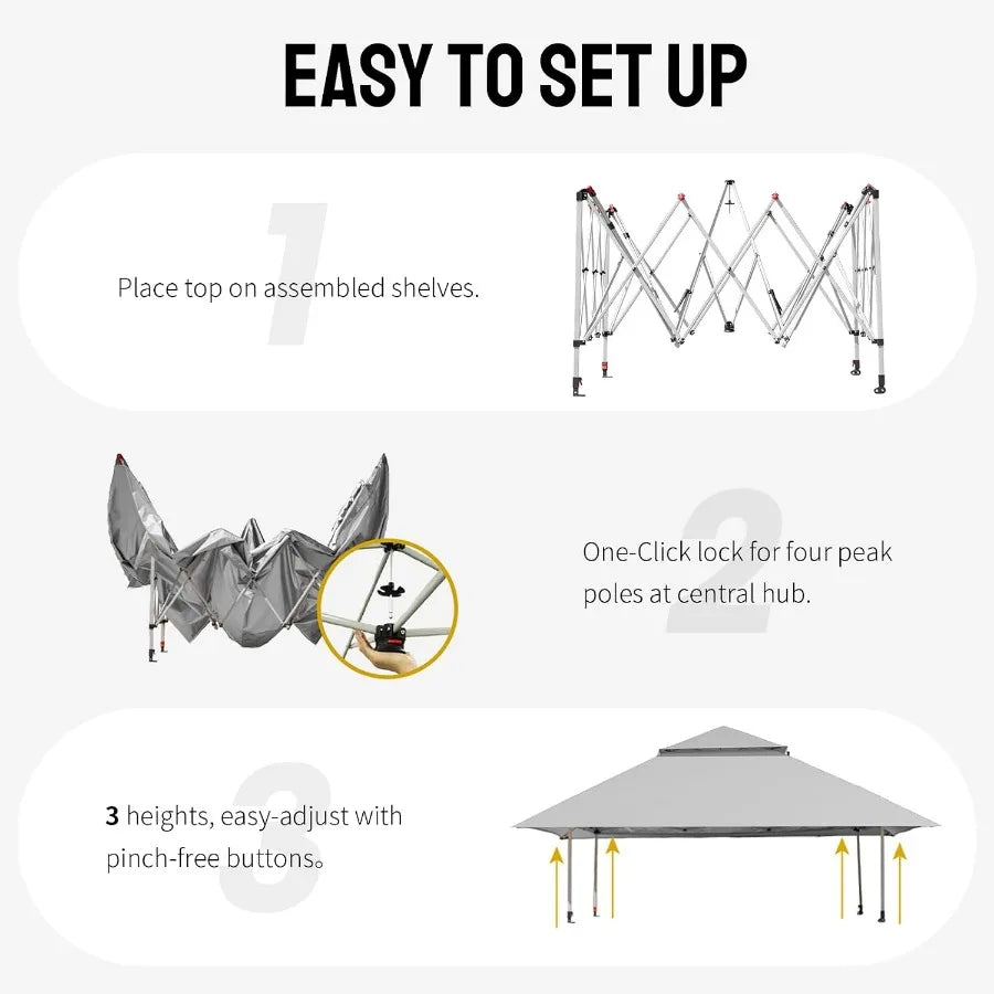 Pop Up Gazebo, Outdoor Canopy Tent, Grey